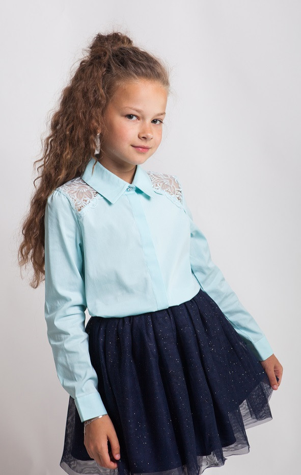 Блузка шкільна нарядна 8017 м'ятний, фото 1