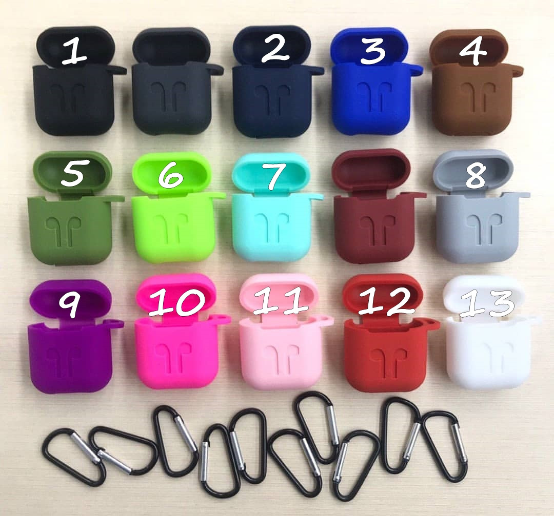 Чохол для навушників Apple Airpods, силікон із карабіном, різні кольори