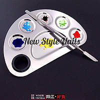 Пушер металевий і палітра для змішування фарб(Веселка)велика