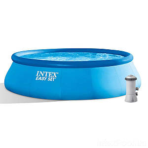 Надувний басейн Intex 26166, 457 х 107 см (насос-фільтр 3 785 л/год, сходи, тент, підстилка)