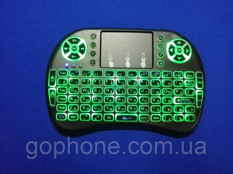 Бездротова міні-клавіатура з підсвічуванням MWK08/i8 LED (green)