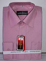 Рубашка детская с длинным рукавом dd-0044 Pellegrino розовая классическая в полоску для школьников