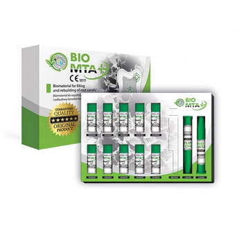 BIO MTA +, біоматеріал Cerkamed махі 10 х 0,14 г порошку Bio MTA + powder, 2 піпетки, содержащия 1 мл рідини Bio MTA + liquid.