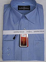 Рубашка детская с длинным рукавом dd-0050 Pellegrino голубая в мелкую клетку классическая для школьников