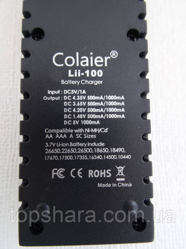 Зарядное устройство Colaier Lii-100 (18650, 26659, АА, ААА)