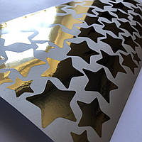 Набор виниловых наклеек Зеркальные Золотые звезды (интерьерные наклейки самоклейка) золото Набор 50 шт.