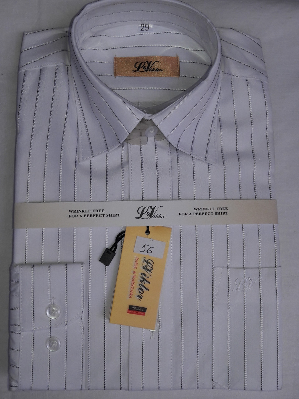 Сорочка дитяча з довгим рукавом dd-0056 LViktor біла в смужку класична для школярів