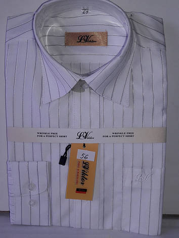 Сорочка дитяча з довгим рукавом dd-0056 LViktor біла в смужку класична для школярів, фото 2