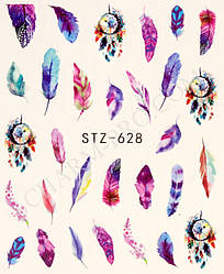 Наклейки для манікюрного дизайну пір'я STZ-628
