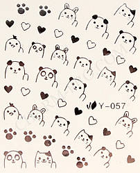 Водні наклейки для манікюру тварини Y-057