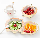 Набір дитячої бамбуковій посуду Eco Bamboo fibre kids set 5 предметів MH-2775, левеня, фото 2