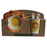 Набір дитячої бамбуковій посуду Eco Bamboo fibre kids set 5 предметів MH-2775, левеня, фото 3