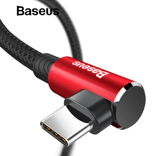 Кутовий Type-C кабель Baseus Elbow Type Cable 0.5 m - Black/Red
