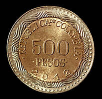 Монета Колумбії 500 песо 2012-19 рр. Жабка