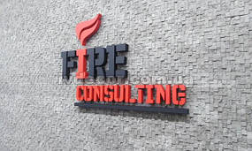 Логотип компанії FIRE CONSULTING з екструдованого пінополістиролу.