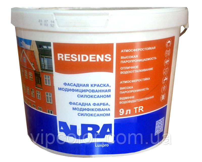 Aura Luxpro Residens TR 9л Безбарвна матова фарба для внутрішніх і зовнішніх робіт арт.4820166522613