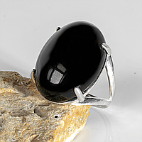 Агат черный, 25*18 мм., серебро 925, кольцо, 997КА