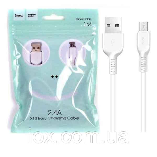 Зарядний кабель Hoco X13 Easy USB-Micro-USB 2A Білий, фото 1
