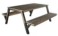 Стол обеденный для беседки GoodsMetall из металла и дерева, Лофт