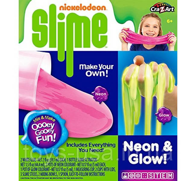 Слиз лизун слайм Cra-Z-Art Nickelodeon Slime Neon and Glow Slime Making Kit, фото 1