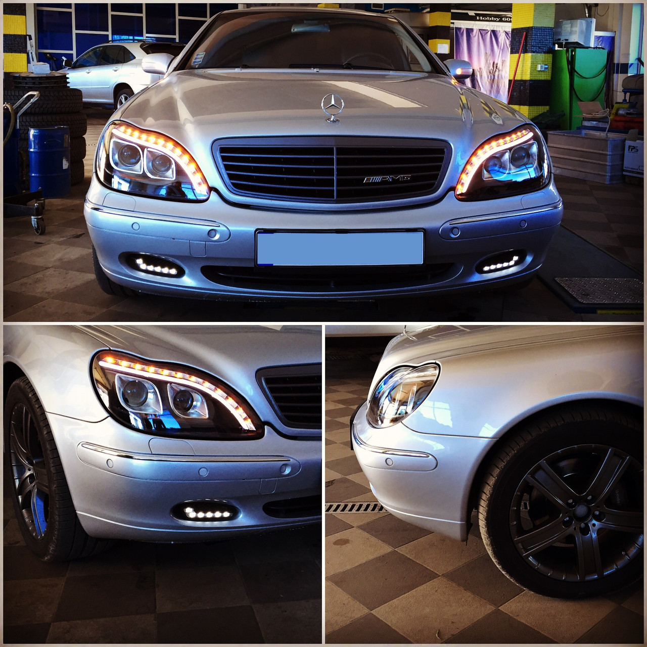 Передні фари Mercedes W220 тюнінг Led оптика стиль W222