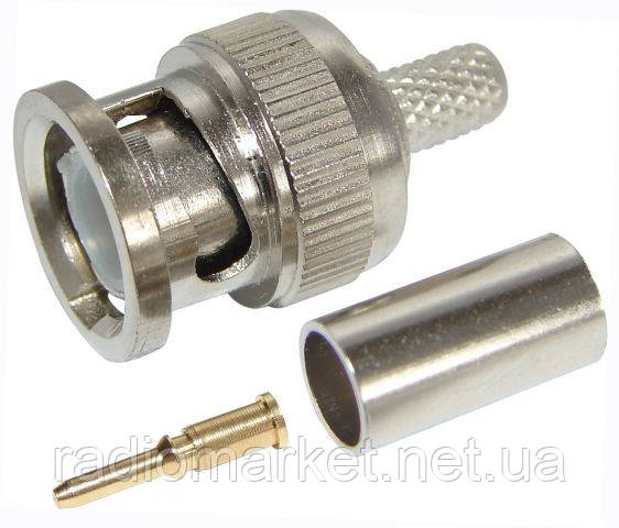 Роз'єм (штекер) BNC під кабель RG-58, обжимний, латунь