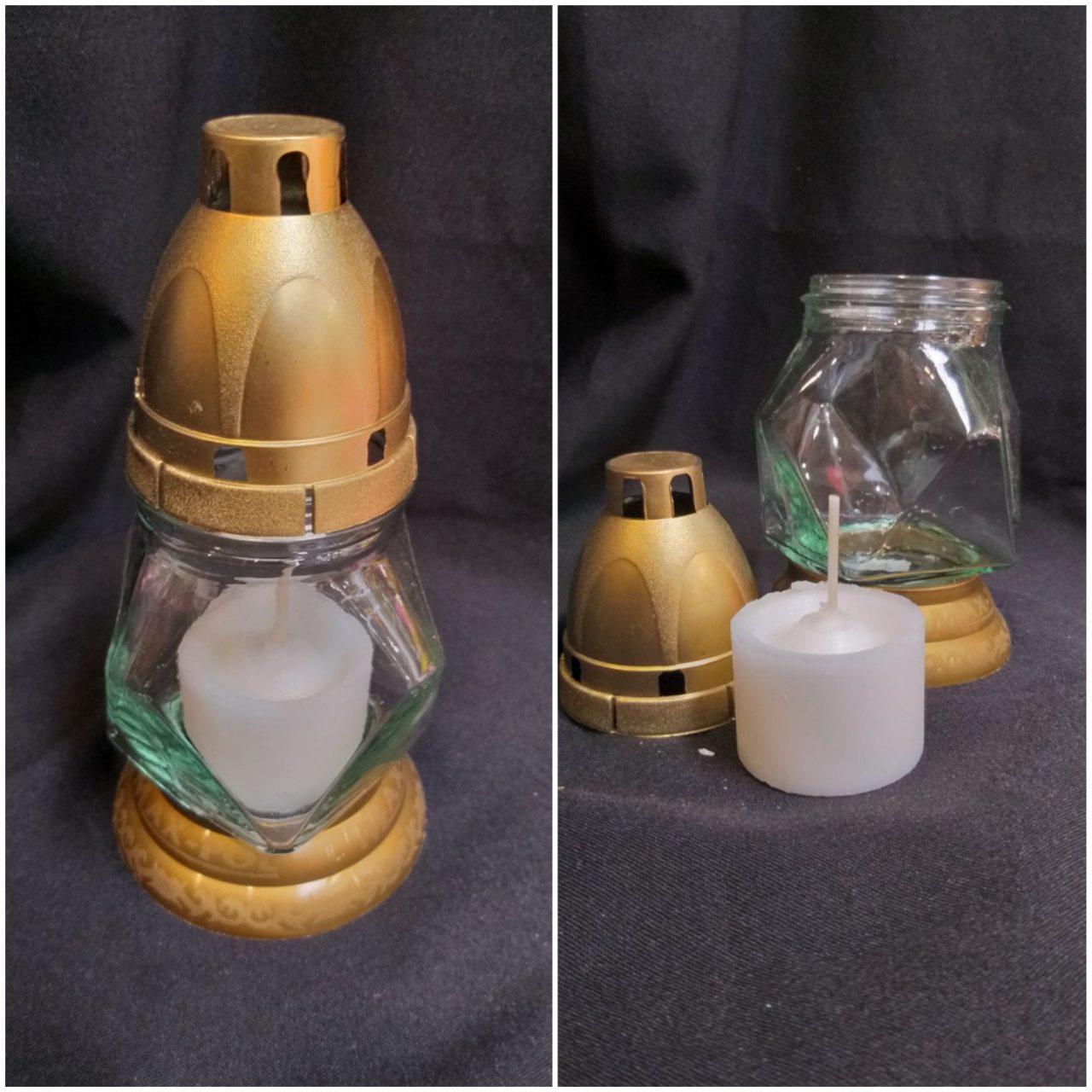 Лампадка зі скла та пластику, свічка 25 годин горіння 28 см