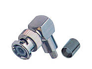 Роз'єм (штекер) BNC під кабель RG-59, обтискний, кутовий, латунь