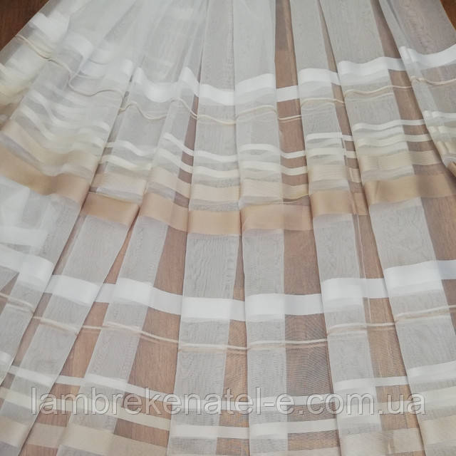 Тюль фатин смужка бежева