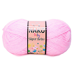 Nako BABY SUPER BEBE (Бейбі супер бебе)  № 229 рожевий ( Пряжа 100% акрил, нитки для в'язання)