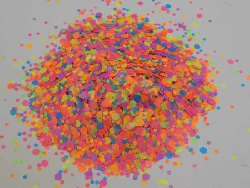 Камифубуки конфетті для дизайну нігтів - неон дрібний - жовто рожеві