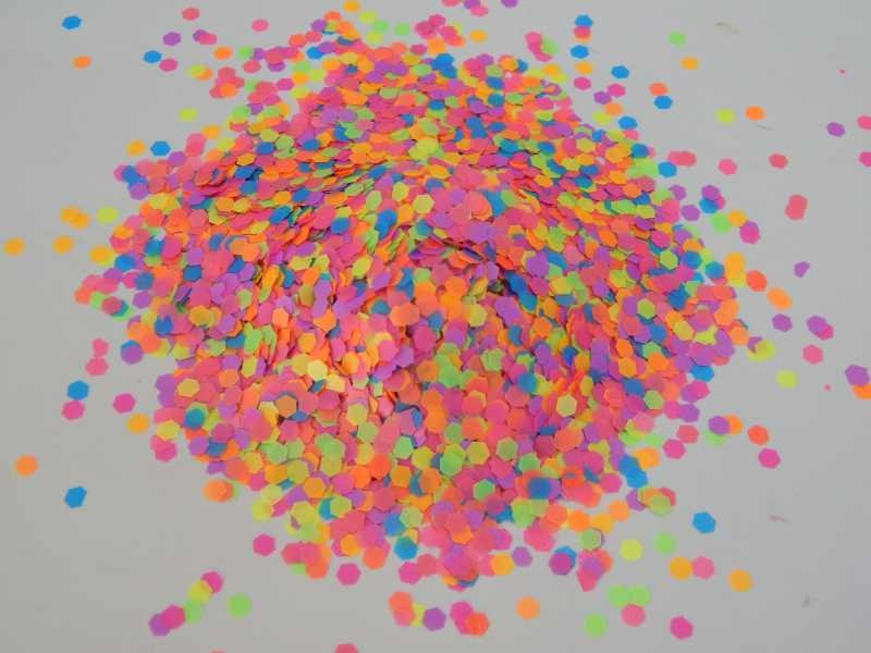 Камифубуки конфетті для дизайну нігтів - неон великий - жовто рожеві, фото 1