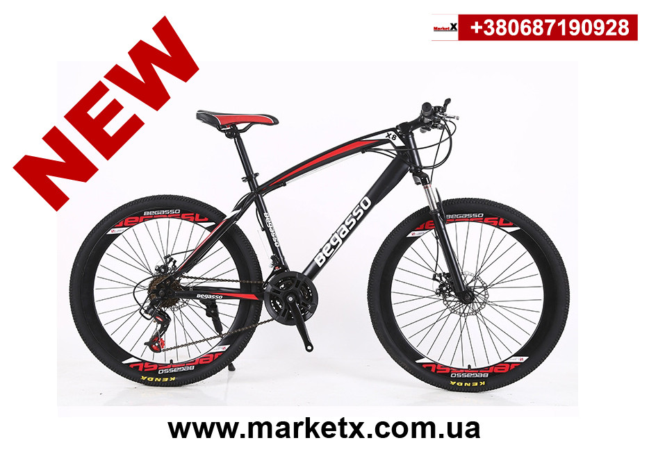 Новинка 2019! Гірський велосипед 26 дюймів, 17 рама, 30 швидкостей, колір чорний з червоним.