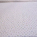 Сатин з різнокольоровими кружечками на білому тлі, ширина 160 см, фото 2