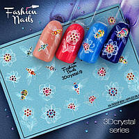 Слайдер-дизайн Fashion nails 3D Crystal - 3D наклейка на ногти - пчела и цветок