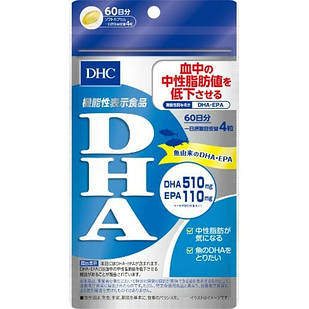 DHC DHA + EPA, Omega-3, вітамін Е, виробництво Японії, 240 желатинових капсул на 60 днів прийому.