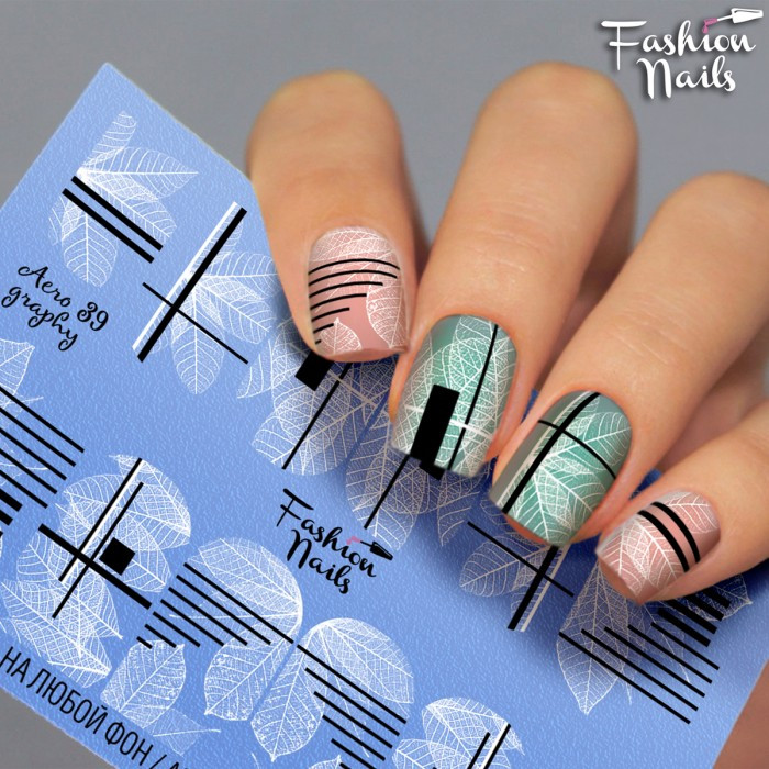 Слайдер-дизайн Fashion nails - наклейка на нігті - мереживо , лінії - Чорно-білі слайдер дизайни, фото 1