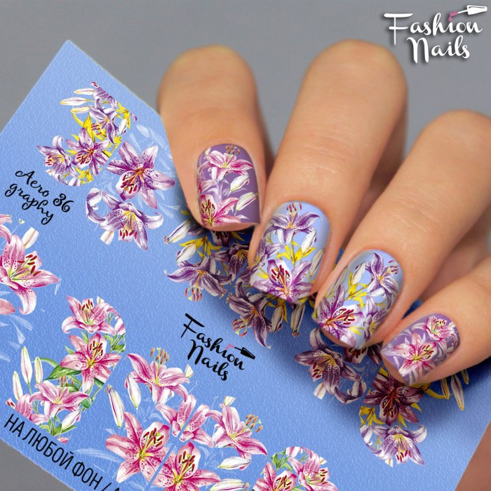 Слайдери водні наклейки КВІТИ Fashion Nails Aero36