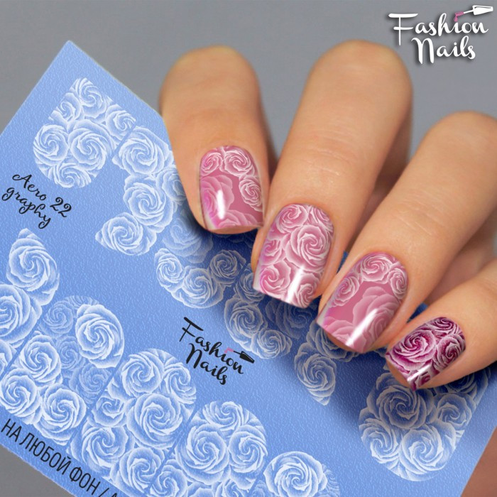 Слайдер-дизайн Fashion nails - наклейка на нігті - квітка трояндочка