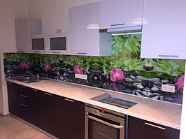 Кухонний скляний фартух орхідеї