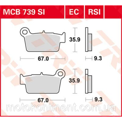 Мотоколодки TRW MCB739RSI FDB2162 Yamaha WR250/YZ125-450,Kawasaki KX250-450/KLX450,Suzuki RM250-450,,,, фото 1