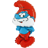 Шар фольгированный на палочке Смурфики Папа Smurfs