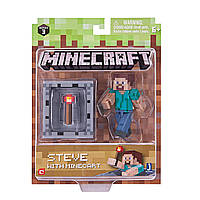 Стів із факелом фігурка Майнкрафт Steve with Minecart figure pack оригінал Jazwares