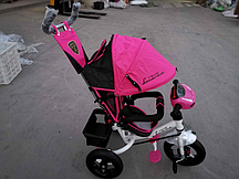 Велосипед дитячий триколісний Azimut Lambortrike BC-17B AIR з фарою з USB з пультом Рожевий.