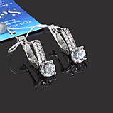 Срібні класичні сережки з камінням, фото 2