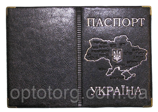 Обкладинка Чорний для паспорта з тисненням мапи України, фото 2