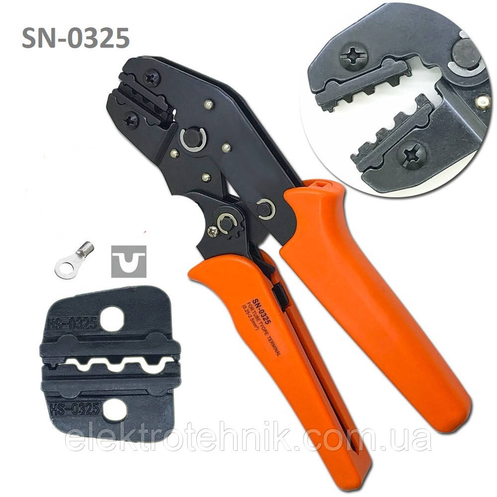 Кліщі для обтиску неізольованих наконечників SN-0325 (0,5–2,5 мм²), кримпер