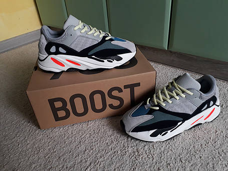Чоловічі кросівки Adidas Yeezy Boost 700 Wave Runner Solid/Grey/White/Black сірий білий, фото 1