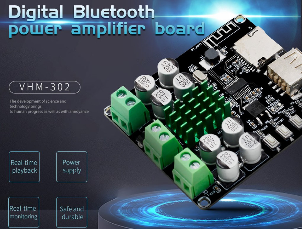 Бездротової Bluetooth XH-M422 підсилювач TPA3116D2 з підтримкою USB+TF 25 W + 25 W