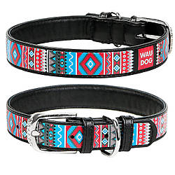 Нашийник із натуральної шкіри з принтом "Етно",WAUDOG